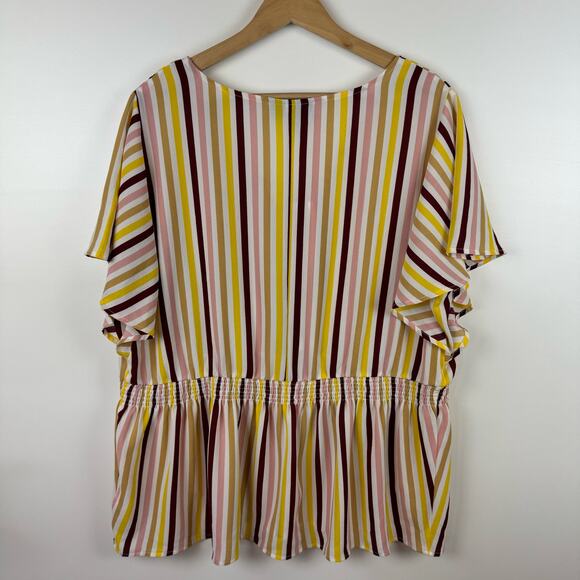 Lane Bryant Womens V-Neck Smock Waist Short Sleeve Top Sz 18 | Lightweight Flowy - Picture 9 of 16